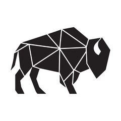 Geometric bison silhouette animal symbol native american spirit wild nature icon vector