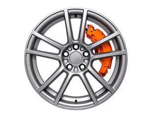 Fototapeta premium Minimalist Tire and Rim Composition with Orange Accent