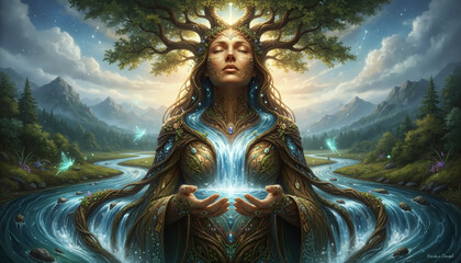 Mother is nature holds a water source in her hands