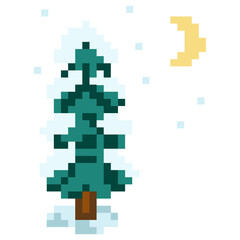 Winter Tree Pixel Art Design
