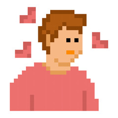 Man With Hearts Pixel Art