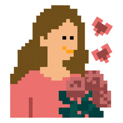 Obraz premium Woman With Gift Pixel Art