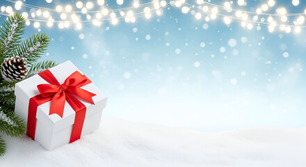 Open Gift Box Magical Glowing Light Golden Bokeh Background clipart illustration