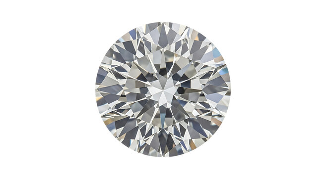 Round Brilliant Cut Diamond Facets Reflecting Light isolated on a transparent background gemstone round cut - Powered by Adobe