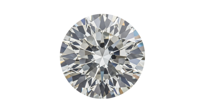 Round Brilliant Cut Diamond Facets Reflecting Light isolated on a transparent background gemstone round cut