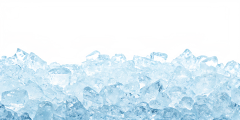 frozen ice cubes border isolated on white background png, ai generated