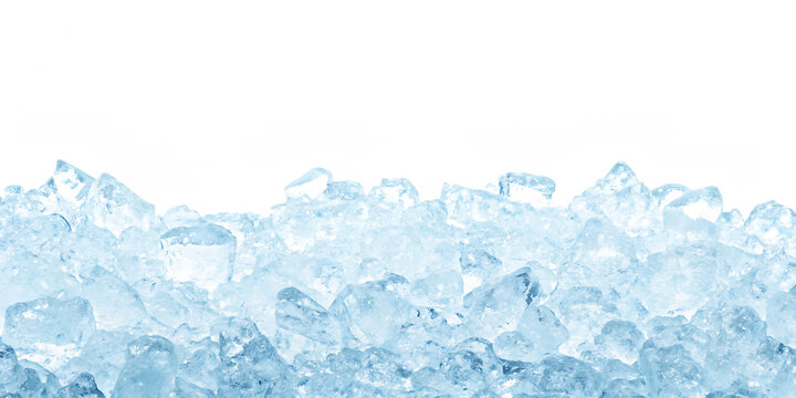 frozen ice cubes border isolated on white background png, ai generated