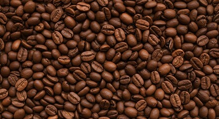 Fototapeta premium Close up of roasted coffee beans texture background aroma and flavor