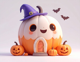 halloween pumpkin home. 3d rendering. 