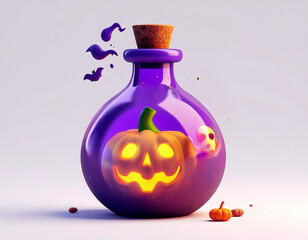 halloween pumpkin in a bottle. halloween potion.