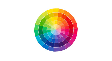 Circular color wheel, with multiple shades of rainbow colors, isolated on white or transparent background. PNG