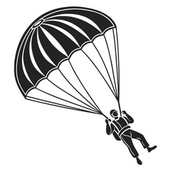 Skydiving Vector Silhouette – Extreme Parachute Jump Freefall Illustration