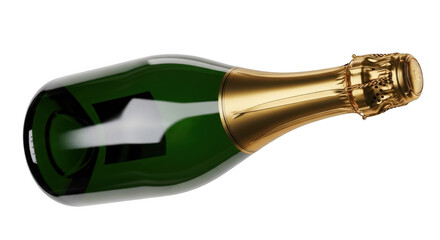 Elegant green glass champagne bottle with gold foil cap sparkling celebration drink