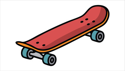 single skateboard deck with wheels vector art isolated on white background