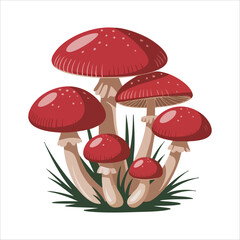 vibrant red mushrooms with white spots vector art isolated on white background