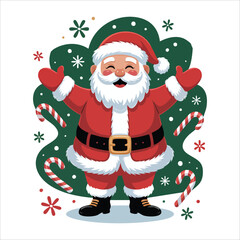 jolly Santa Claus waving with cheerful holiday greeting vector art isolated white