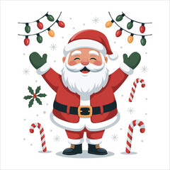 jolly Santa Claus waving with cheerful holiday greeting vector art isolated white