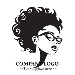Beautiful Woman with Glasses Logo Symbol in Elegant Minimalist Style and Modern Design