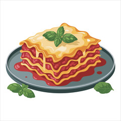 cartoon lasagna showing pasta meat and cheese strata vector art isolated white