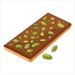 Dubai chocolate bar with pistachio paste vector art isolated white
