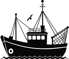 Rescue Boat In Flood Water Scenario Helping In Emergency Scene Vector silhouette