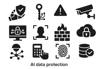 Ai alert shield integrity encryption smart authentication vector control security icon key