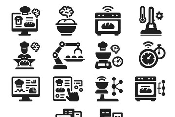 Tray baking heat connected ai icon smart ingredient icons recipe predictive vector