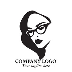 Beautiful Woman with Glasses Logo Symbol in Elegant Minimalist Style and Modern Design