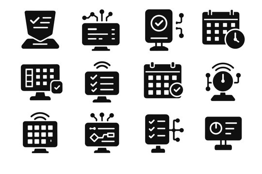 Digital smart monthly agenda calendar date pad icon guide icons tracker vector