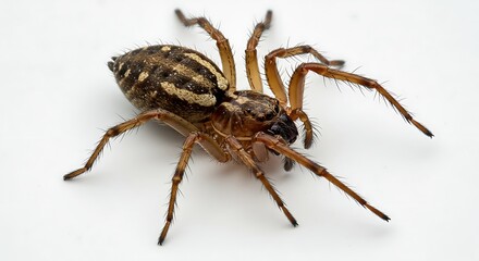 Close up of a spider against a white background insect macro photography