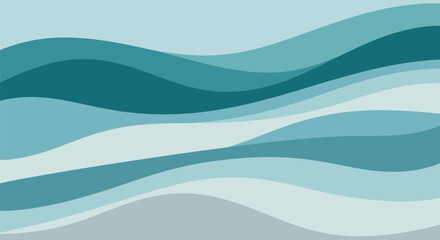 Fototapeta premium Abstract blue and teal waves isolated on transparent background