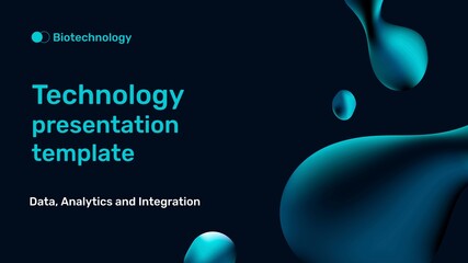 Technology presentation slide template, dark blue design