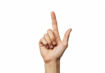 Human Hand Pointing Upwards Isolated on White Background, Showing Direction