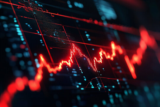 Financial Market Chart with Red Trend Line and Data Visualization