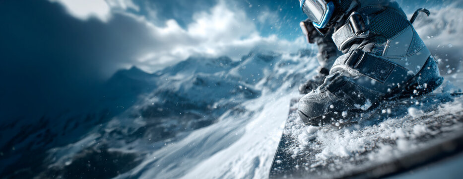 person riding a snowboard on a snowy mountain - Powered by Adobe