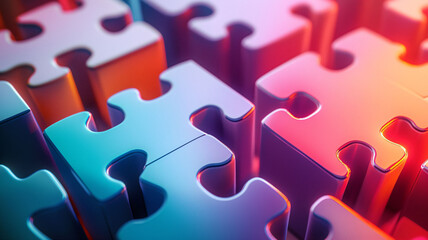 Colorful Puzzle Pieces Representing Teamwork and Problem Solving Ideas