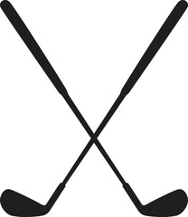 Golf sticks silhouette on a white background