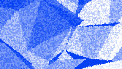 Abstract geometric mosaic of cool blue and white tones with textured brushstrokes