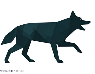 Naklejka premium Minimalist Shadow Wolf Icon, Flat Vector Design, Isolated