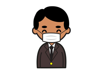 マスク姿で笑顔の中東系ビジネスマン