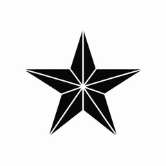 Obraz premium Geometric black star shape with sharp points and white outline
