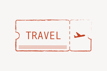 Red textured line plane ticket isolated design