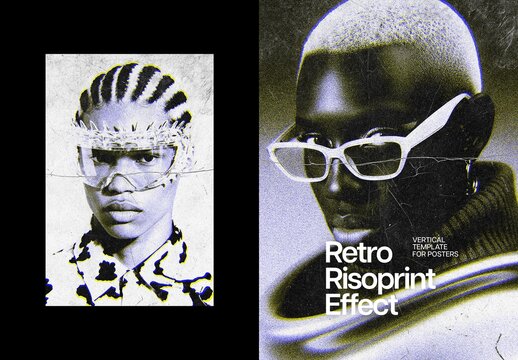 Textured Risoprint Poster Photo Effect Mockup