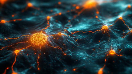 The projected neural network represents the unfolding of complex algorithms and the tangible manifestation of abstract data. It signifies the convergence of human intellect and machine learning, illum