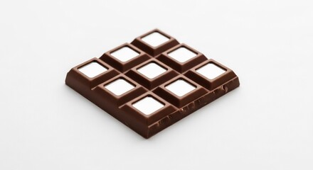 Fototapeta premium Delicious Dark Chocolate Square with White Filling on a White Background.