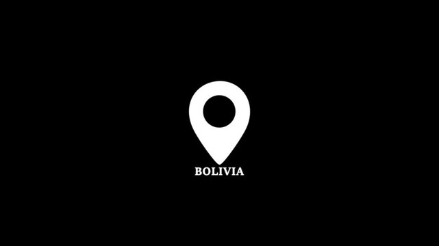 Bolivia location pin icon on world map &mdash; white and black pin showing Dhaka position, travel destination concept with green background.