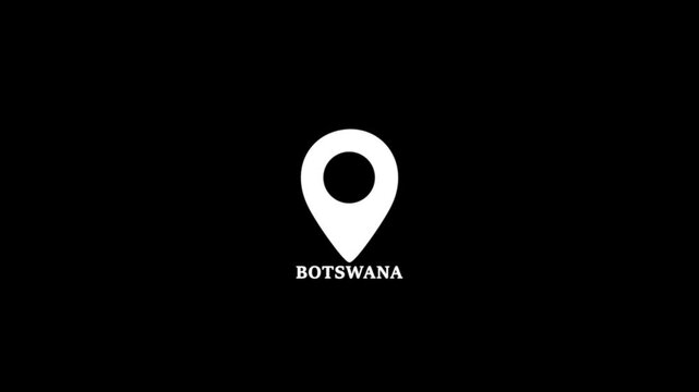 Botswana location pin icon on world map &mdash; white and black pin showing Dhaka position, travel destination concept with green background.