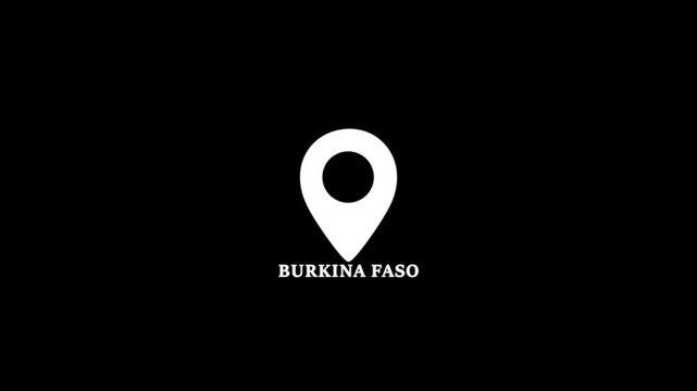 Burkina faso location pin icon on world map &mdash; white and black pin showing Dhaka position, travel destination concept with green background.