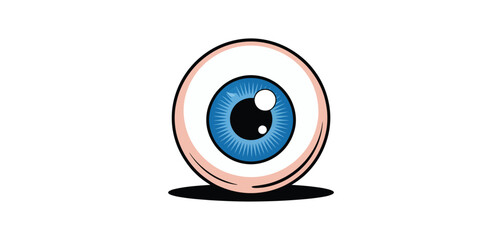 A single stylized eyeball with a bright blue iris and black pupil