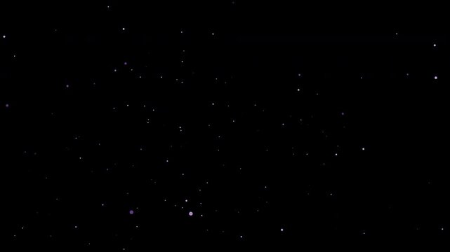 Cinematic cosmic dust stream animation in deep space, galactic particles flyby